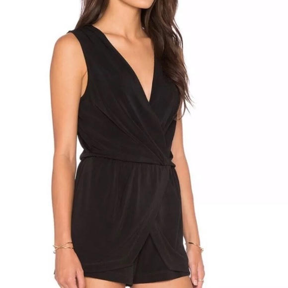BCBGeneration Black Surplice Romper S - Picture 2 of 10